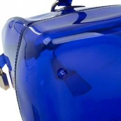 Pre Owned Furla Blue Gloss PVC Candy Satchel Bag