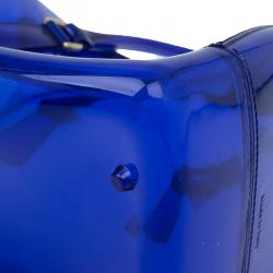 Pre Owned Furla Blue Gloss PVC Candy Satchel Bag