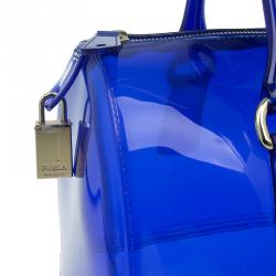 Pre Owned Furla Blue Gloss PVC Candy Satchel Bag
