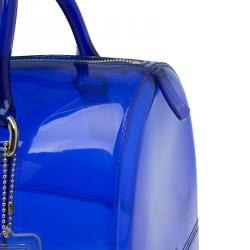Pre Owned Furla Blue Gloss PVC Candy Satchel Bag