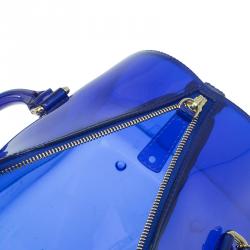 Pre Owned Furla Blue Gloss PVC Candy Satchel Bag