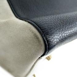 Pre Owned Furla Black/White Leather and Suede Twist Tote