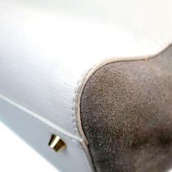 Pre Owned Furla Black/White Leather and Suede Twist Tote