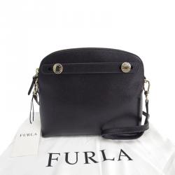 Pre Owned Furla Black Leather Mini Piper Top Handle Bag