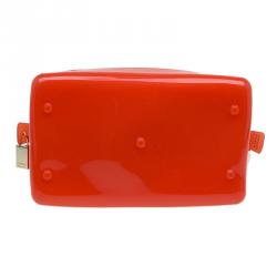 Pre Owned Furla Red Orange Glossy Rubber Mini Candy Satchel