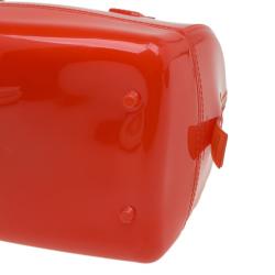 Pre Owned Furla Red Orange Glossy Rubber Mini Candy Satchel