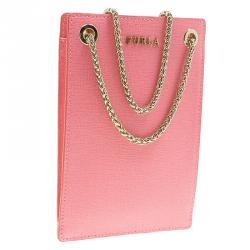 Pre Owned Furla Pink Leather Babylon Phone Bag