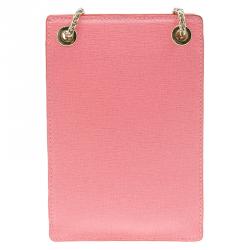 Pre Owned Furla Pink Leather Babylon Phone Bag