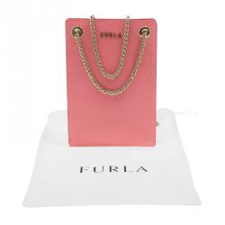Pre Owned Furla Pink Leather Babylon Phone Bag