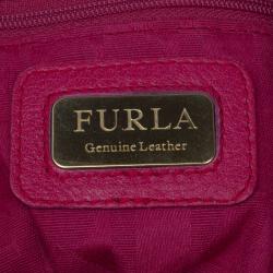 Pre Owned Furla Fuchsia Leather Laser Cut Hobo