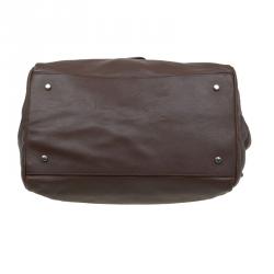 Pre Owned Furla Brown Leather Double Zip Bowling Bag 