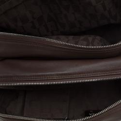 Pre Owned Furla Brown Leather Double Zip Bowling Bag 