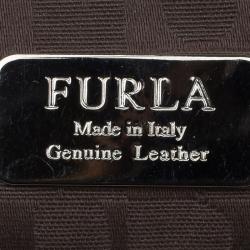 Pre Owned Furla Brown Leather Double Zip Bowling Bag 