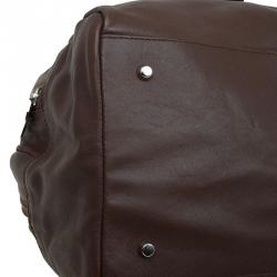 Pre Owned Furla Brown Leather Double Zip Bowling Bag 