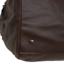 Pre Owned Furla Brown Leather Double Zip Bowling Bag 