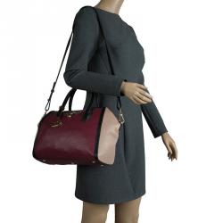 Pre Owned Furla Bi Color Pebbled Leather Satchel