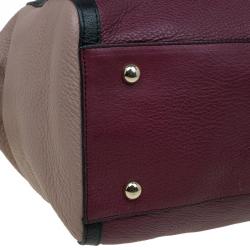 Pre Owned Furla Bi Color Pebbled Leather Satchel