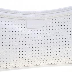 Pre Owned Furla White perforated Patent Leather Shoulder Bag