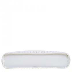 Pre Owned Furla White perforated Patent Leather Shoulder Bag