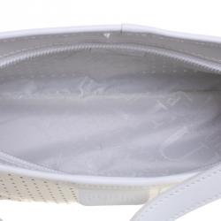 Pre Owned Furla White perforated Patent Leather Shoulder Bag