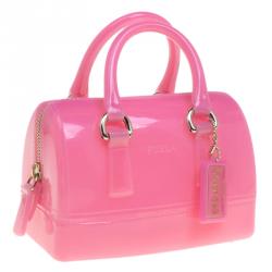 Pre Owned Furla Pink Glossy Rubber Mini Candy Satchel