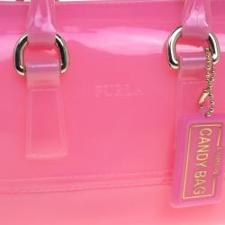 Pre Owned Furla Pink Glossy Rubber Mini Candy Satchel