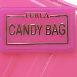 Pre Owned Furla Pink Glossy Rubber Mini Candy Satchel