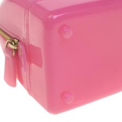 Pre Owned Furla Pink Glossy Rubber Mini Candy Satchel