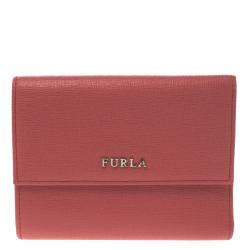 Pre Owned Furla Pink Leather Babylon Trifold Wallet