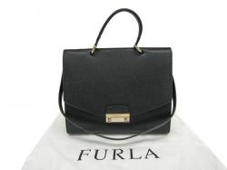 Pre Owned Furla Onyx Calf Leather Julia Top Handle Bag
