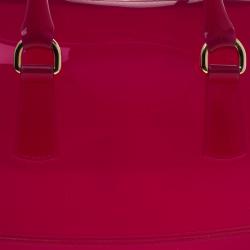 Pre Owned Furla Magenta Glossy PVC Candy Satchel