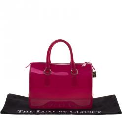 Pre Owned Furla Magenta Glossy PVC Candy Satchel