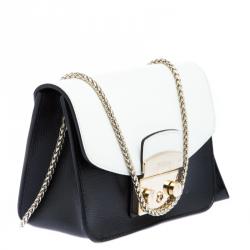 مملوكة مسبقًا Furla Black/White Leather Metropolis Crossbody Bag