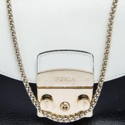 مملوكة مسبقًا Furla Black/White Leather Metropolis Crossbody Bag