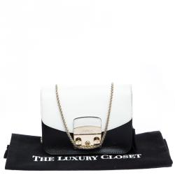 مملوكة مسبقًا Furla Black/White Leather Metropolis Crossbody Bag