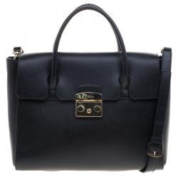 Furla Black Leather Metropolis Top Handle Bag