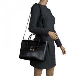 Pre Owned Furla Black Leather Metropolis Top Handle Bag