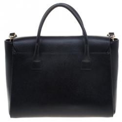 Pre Owned Furla Black Leather Metropolis Top Handle Bag