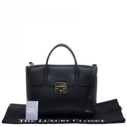 Pre Owned Furla Black Leather Metropolis Top Handle Bag