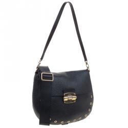 Pre Owned Furla Black Leather Club Bandouliere Crossbody Bag