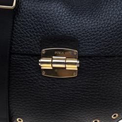 Pre Owned Furla Black Leather Club Bandouliere Crossbody Bag