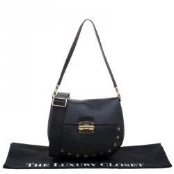 Pre Owned Furla Black Leather Club Bandouliere Crossbody Bag