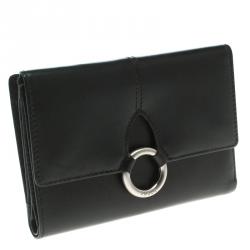 Pre Owned Furla Black Leather Tri Fold Wallet