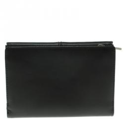 Pre Owned Furla Black Leather Tri Fold Wallet