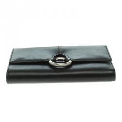 Pre Owned Furla Black Leather Tri Fold Wallet