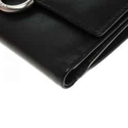 Pre Owned Furla Black Leather Tri Fold Wallet