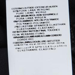 Pre Owned Gianfranco Ferre Black Leather Panel Short Sleeve Wool Dress M