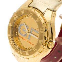 Pre Owned Gianfranco Ferre Gold Tone Stainless Steel 9040J Limited Edition Diamond Unisex Wristwatch 44MM