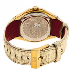 Pre Owned Gianfranco Ferre Gold Tone Stainless Steel 9040J Limited Edition Diamond Unisex Wristwatch 44MM