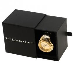 Pre Owned Gianfranco Ferre Gold Tone Stainless Steel 9040J Limited Edition Diamond Unisex Wristwatch 44MM